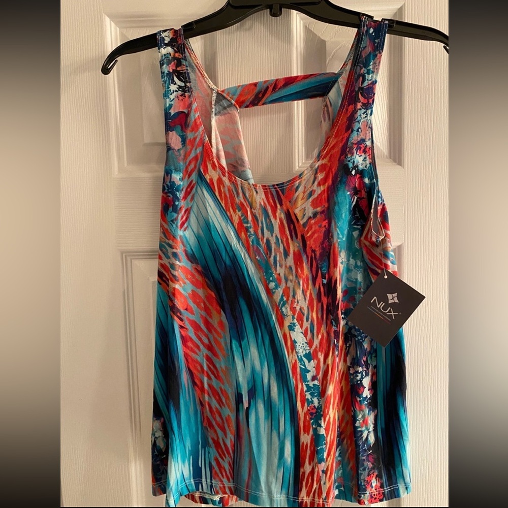 NUX Exhale Women’s Blue & Red Tank Top Size Small - Picture 2 of 7
